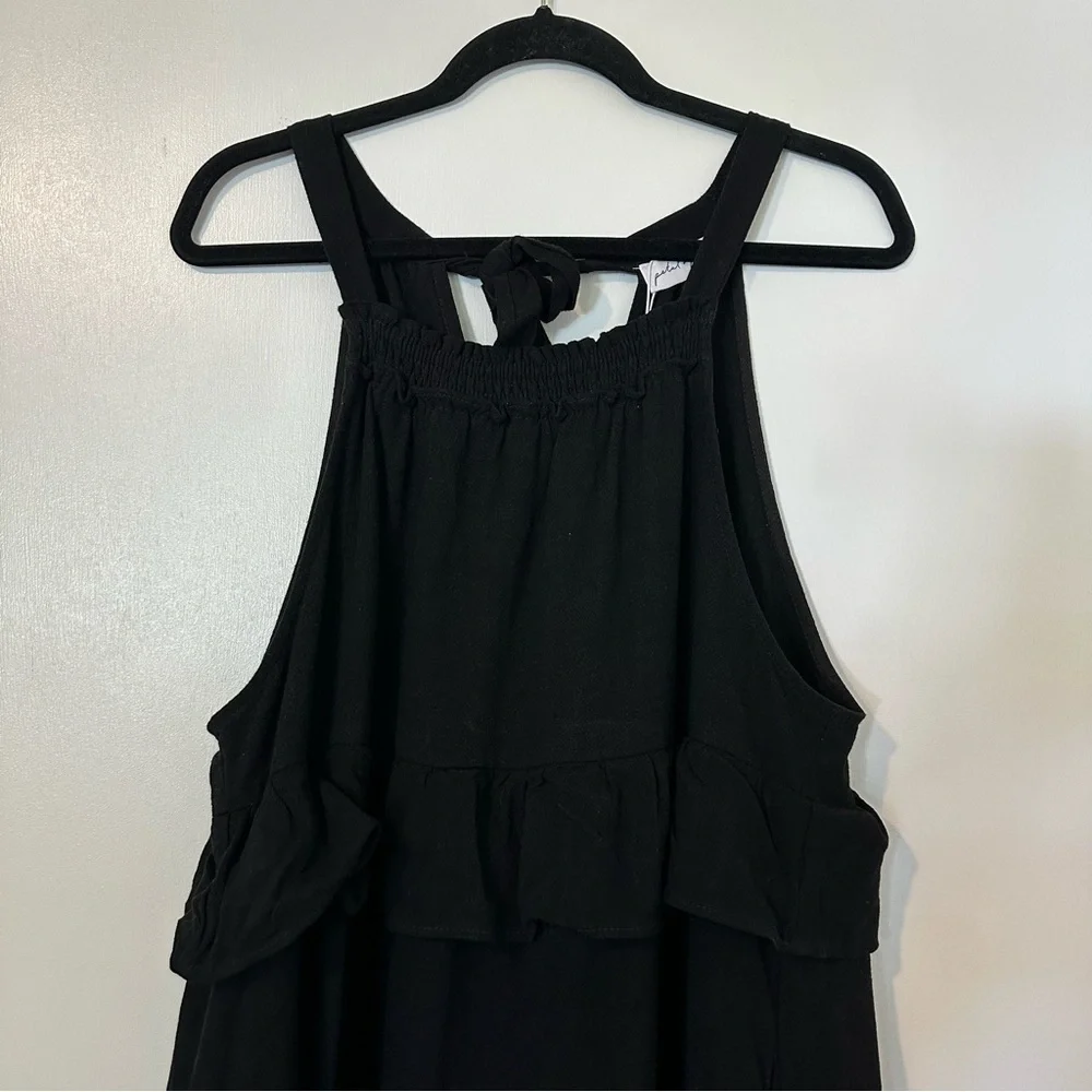 Petal & Pup Priscilla Ruffle Maxi Dress Linen Black Womens XL New - Picture 3 of 9